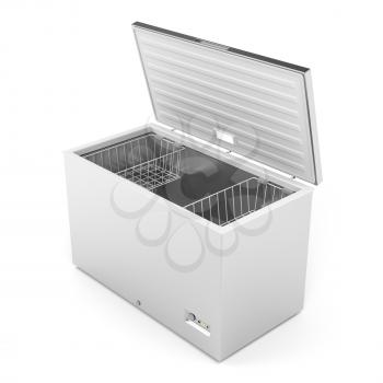 Silver freezer on white background