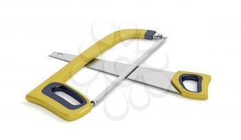 Hacksaw and hand saw on white background