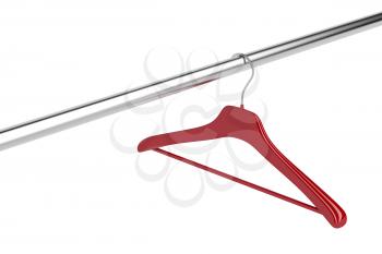 Red clothes hanger isolated on white