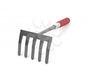 Small rake on white background 