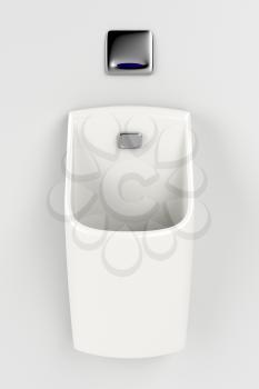 Urinal with sensor on gray wall 