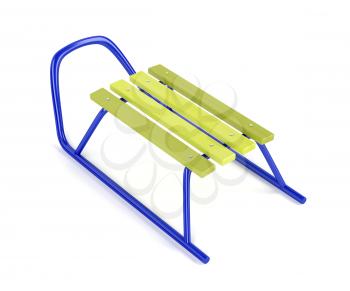 Sledge on white background, 3D illustration