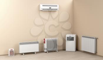 Different types of domestic electric heaters