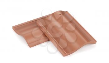 Two roof tiles on white background