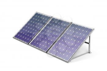 Solar panels on white background