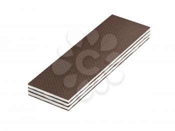 Brown wafer with vanilla or milk filling on white background