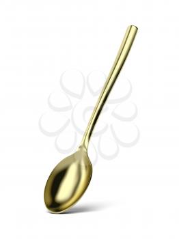 Golden spoon isolated on white background