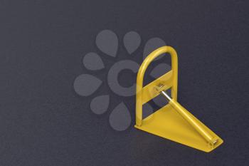 Yellow parking lock on the asphalt, 3D illustration