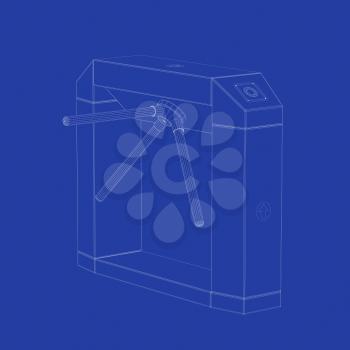 3D wire-frame model of electronic turnstile
