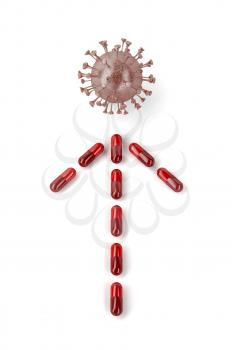 Capsules in form of arrow against virus