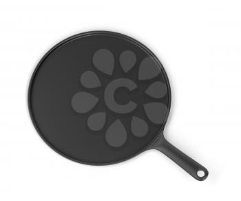 Empty pancake pan on white background, top view