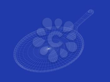 3D wire-frame model of frying pan for pancakes