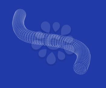 3D wire-frame model of corrugated pipe