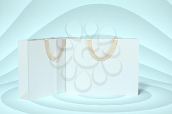 Paper shopping bag, product packaging, 3d rendering. Computer digital drawing.