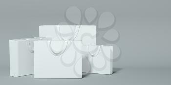 Paper shopping bag, product packaging, 3d rendering. Computer digital drawing.