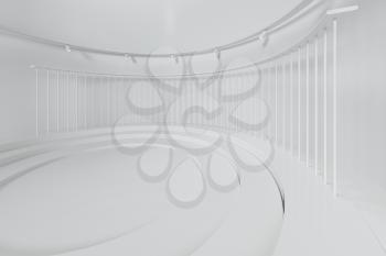 Empty round room, luxury showcase room, 3d rendering. Computer digital drawing.