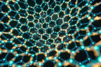 Cells and biological chain,molecules and abstract conception,3d rendering. Computer digital drawing.