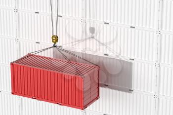 Container and weight,logistics and transmission,3d rendering. Computer digital drawing.