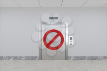 The elevator in the corridor, 3d rendering. Computer digital drawing.