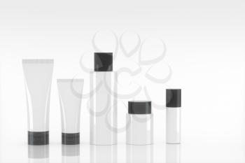 Blank cosmetic bottle with white background, 3d rendering. Computer digital drawing.