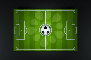The football in the football field with top light illuminated, 3d rendering. Computer digital drawing.