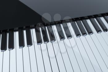 Piano keys with dark background, 3d rendering. Computer digital drawing.