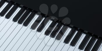 Piano keys with dark background, 3d rendering. Computer digital drawing.