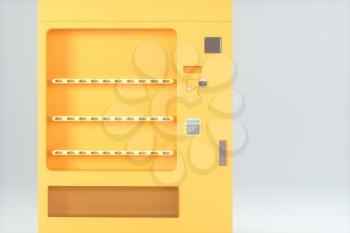 The orange model of vending machine with white background, 3d rendering. Computer digital drawing.