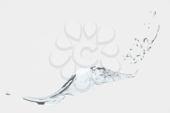 Splashing water with white background, 3d rendering.