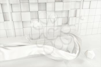 Creative cartoon room with a round podium in the centre, 3d rendering, Computer digital drawing.