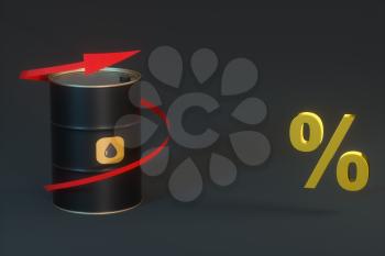 Oil barrel with black background,3d rendering. Computer digital drawing.