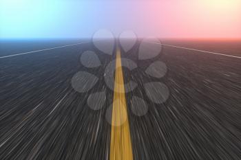 Straight highway with dark background,abstract conception,3d rendering. Computer digital drawing.