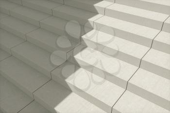 Steps and wall with grey background, modern construction,3d rendering. Computer digital drawing.