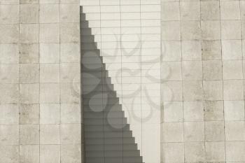 Steps and wall with grey background, modern construction,3d rendering. Computer digital drawing.