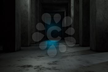 The dark abandoned tunnel, 3d rendering. Computer digital drawing.