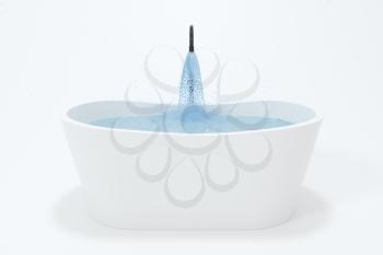 Cartoon bathtub with white background, 3d rendering. Computer digital drawing.