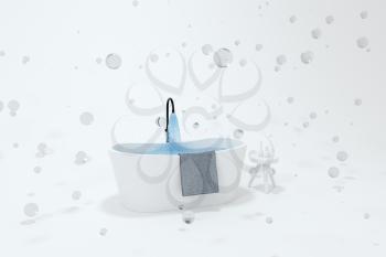 Cartoon bathtub with white background, 3d rendering. Computer digital drawing.