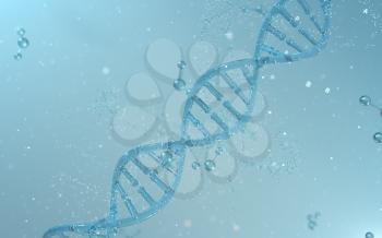 DNA genomes structure with division molecule, 3d rendering. Computer digital drawing.