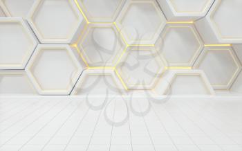 Hexagon geometric background, technology concept, 3d rendering. Computer digital drawing.