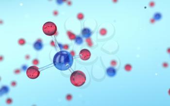 Molecule structure, biotechnology concept, 3d rendering. Computer digital drawing.