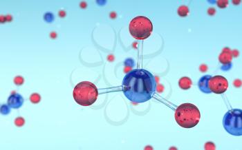 Molecule structure, biotechnology concept, 3d rendering. Computer digital drawing.