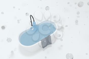 Cartoon bathtub with white background, 3d rendering. Computer digital drawing.