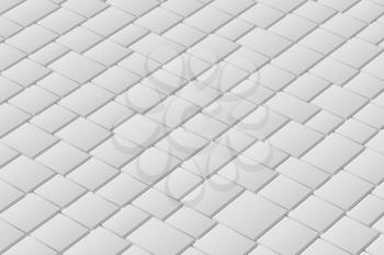 Tile white cubes with gap, 3d rendering. Computer digital drawing.