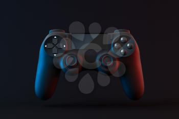 Classic game pad with dark background, 3d rendering. Computer digital drawing.