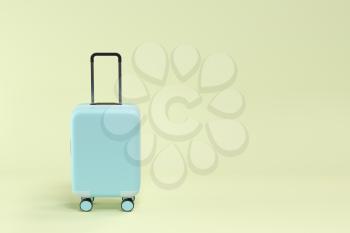 Luggage with yellow background, 3d rendering. Computer digital drawing.