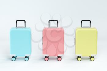 Luggage with white background, 3d rendering. Computer digital drawing.