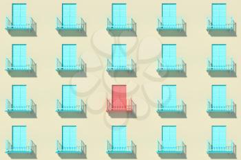 Balcony structure outside the building, 3d rendering. Computer digital drawing.