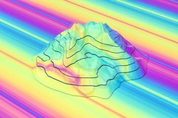 Topographic map background Valley and mountain, 3d rendering. Computer digital drawing.