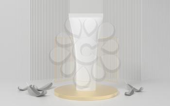 Blank cosmetic bottle with white background, 3d rendering. Computer digital drawing.