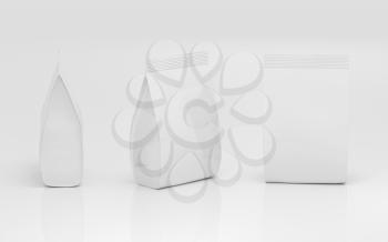 White blank branding package bag, 3d rendering. Computer digital drawing.